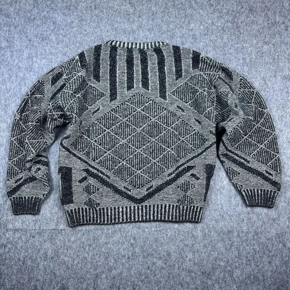 Vtg Limited Editions By Expressions Mens Sweater Gray Wool Made in Italy 90 Sz L